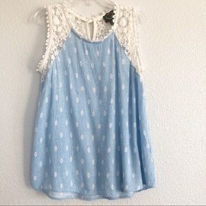 Hearts Light Blue Sleeveless Top Sz 14